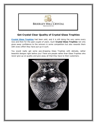 Get Crystal Clear Quality of Crystal Glass Trophies