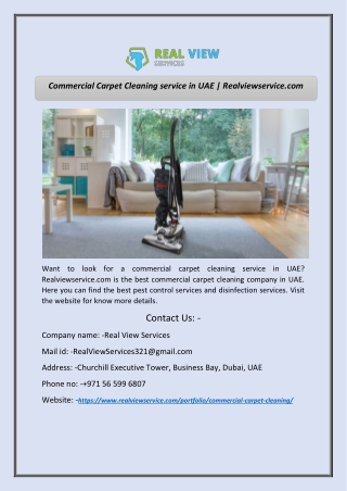 Commercial Carpet Cleaning service in UAE | Realviewservice.com