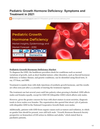 Pediatric Growth Hormone Deficiency Market