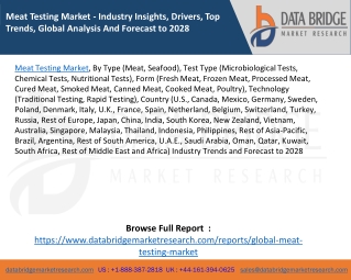 Meat Testing Market - Industry Insights, Drivers, Top Trends, Global Analysis And Forecast to 2028