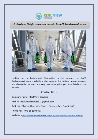Professional Disinfection service provider in UAE| Realviewservice.com