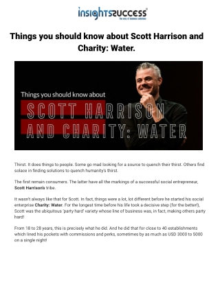 Things you should know about Scott Harrison and Charity: Water.