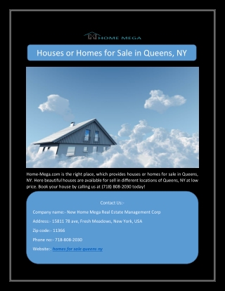 Houses or Homes for Sale in Queens, NY