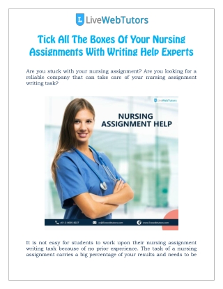 Tick All The Boxes Of Your Nursing Assignments With Writing Help Experts