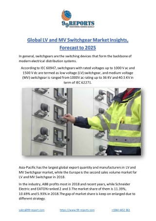 Global LV and MV Switchgear Market Insights, Forecast to 2025