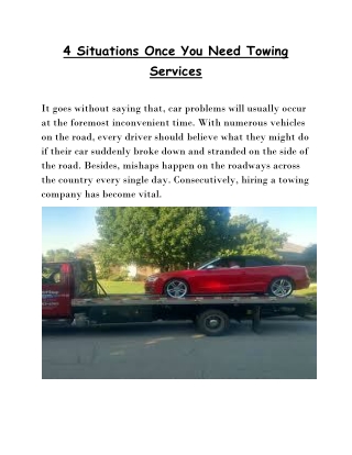 4 Situations Once You Need Towing Services