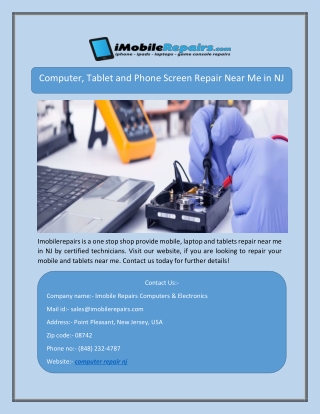 Computer, Tablet and Phone Screen Repair Near Me in NJ