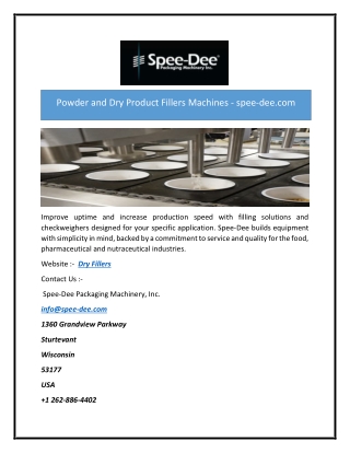 Powder and Dry Product Fillers Machines - spee-dee.com