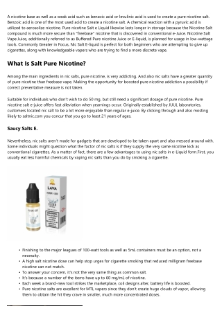 Salt Nic Juice.