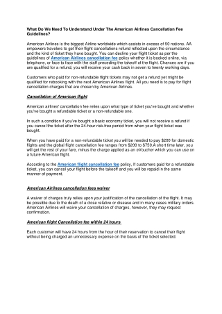 What do we need to understand under the American Airlines Cancellation fee guidelines