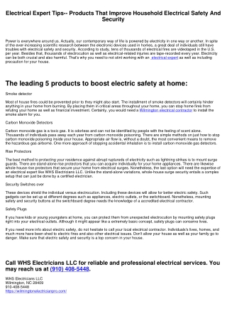 Electrical Contractor Tips-- Products That Improve Household Electrical Safety