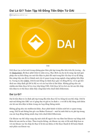 Dai Là Gì? Toàn Tập Về Đồng Tiền Điện Tử DAI