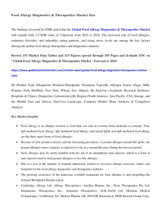 COVID-19 Impact on Global Food Allergy Diagnostics & Therapeutics Market