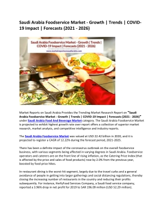 Saudi Arabia Foodservice Market Forecasts (2021 - 2026)