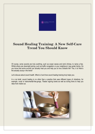 Sound Healing Training - A New Self-Care Trend You Should Know