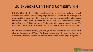 QuickBooks Can’t Find Company File