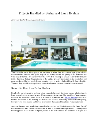 Projects Handled by Bashar and Laura Ibrahim