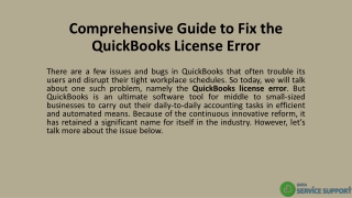 Comprehensive Guide to Fix the QuickBooks License Error