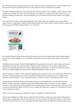 Just Food For Dogs Recalled For Possible Listeria ...