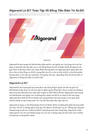 Algorand Là Gì? Toàn Tập Về Đồng Tiền Điện Tử ALGO