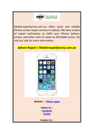 Iphone Repair  Mobilerepairfactory.com.a
