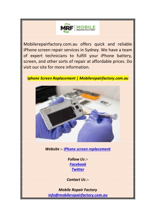 Iphone Screen Replacement  Mobilerepairfactory.com.au.