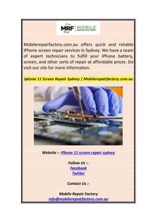 Iphone 11 Screen Repair Sydney  Mobilerepairfactory.com.a