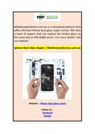 Iphone Back Glass Repair  Mobilerepairfactory.com.a