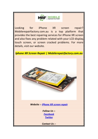 Iphone XR Screen Repair  Mobilerepairfactory.com.a
