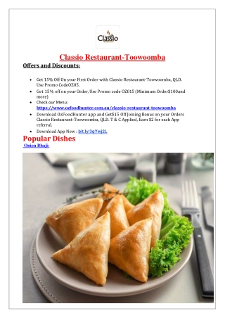 15% Off - Classio Indian Restaurant Toowoomba Menu, QLDv