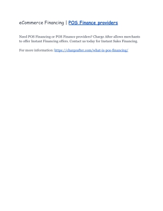 eCommerce Financing | POS Finance Providers