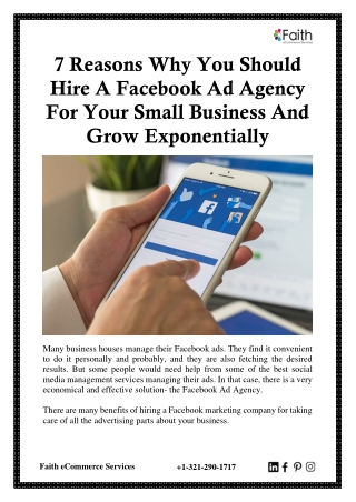 7 Reasons Why You Should Hire A Facebook Ad Agency For Your Small Business