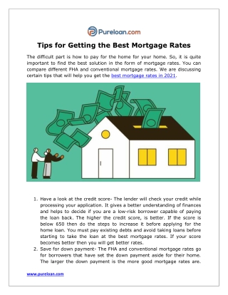 Tips for getting the best mortgage rates - Pureloan