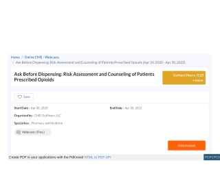 Ask Before Dispensing- Risk Assessment and Counseling of Patients Prescribed Opioids