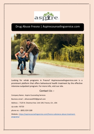 Drug Abuse Fresno | Aspirecounselingservice.com