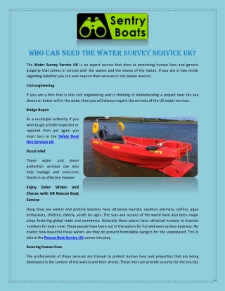 Who can Need the Water Survey Service UK?