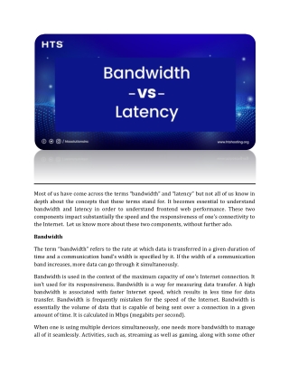 Bandwidth vs. Latency