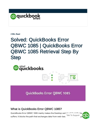 How to Fix QuickBooks Error QBWC 1085 (1-877-323-5303)? | QuickBooks Error QBWC