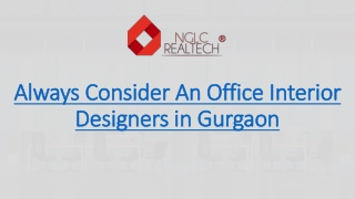 Always Consider An Office Interior Designers in Gurgaon