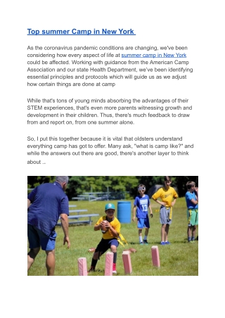 Top summer Camp in NY