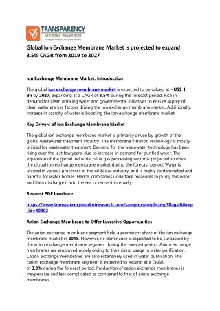 Global Ion Exchange Membrane Market is projected to expand 3.5% CAGR from 2019 t