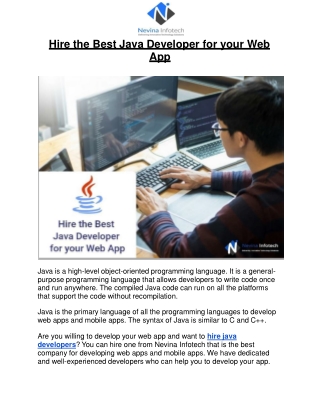 Hire the Best Java Developer for your Web App