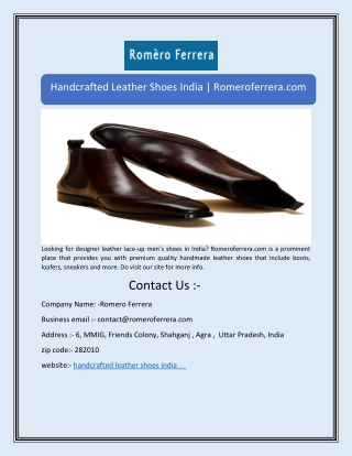 Handcrafted Leather Shoes India | Romeroferrera.com