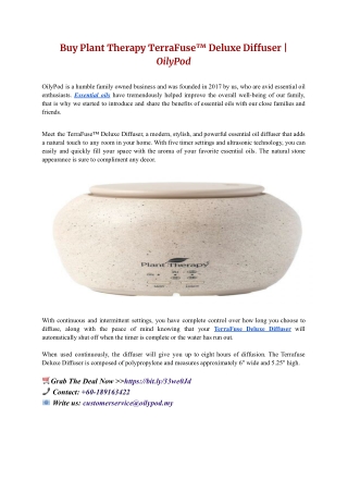 Buy Plant Therapy TerraFuse™ Deluxe Diffuser OilyPod