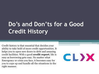 Dos and Donts for a Good Credit History
