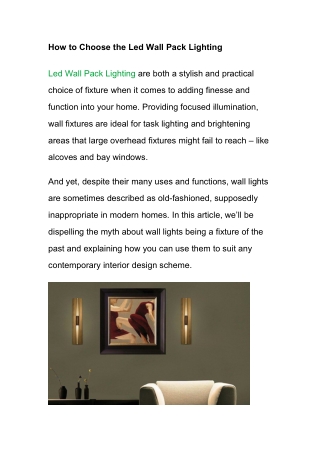 How to Choose the Led Wall Pack Lighting