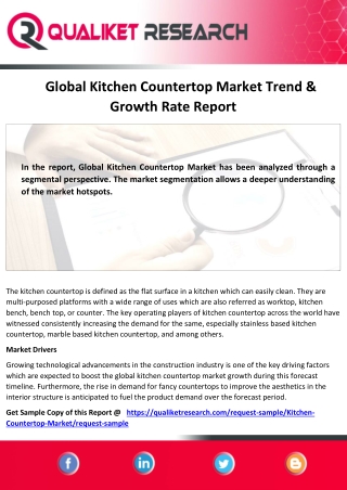 Global Kitchen Countertop Market Top 5 Competitors, Regional Trend, Application,