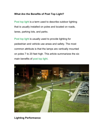 What Are the Benefits of Post Top Light