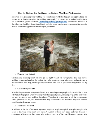 Tips for Getting the Best from Gatlinburg Wedding Photography