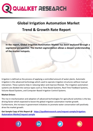 Global Irrigation Automation MarketTop Competitors, Application, Price Structure